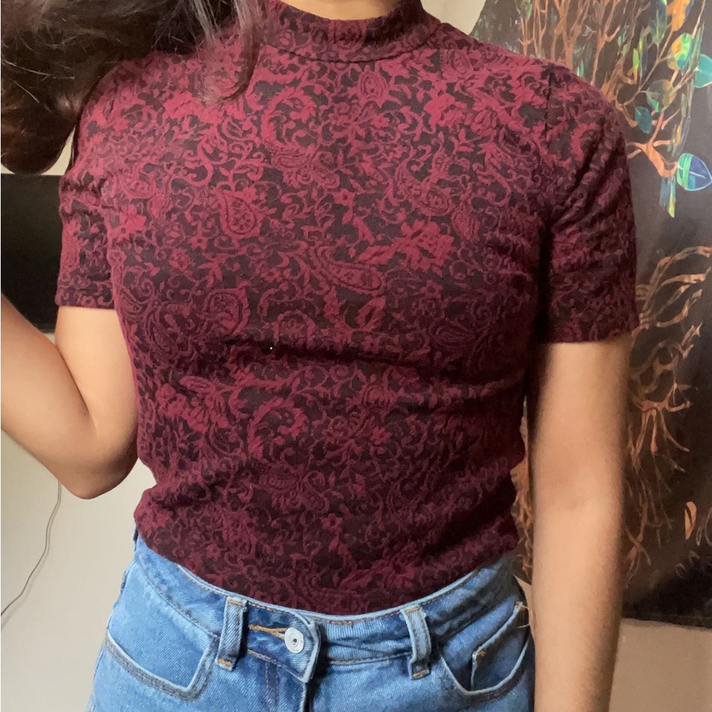 Velvet burgundy short sleeve